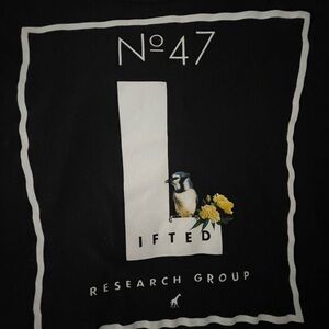 LRG Black Graphic Tee with Bird and Floral Design